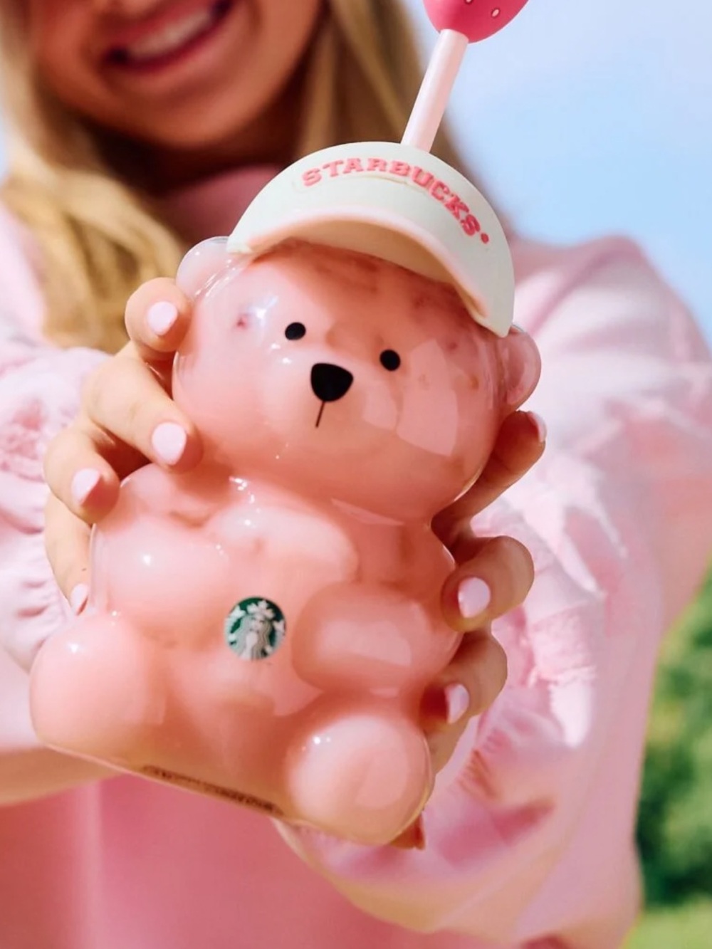 Starbucks Limited edition pink bearista glass cold cup